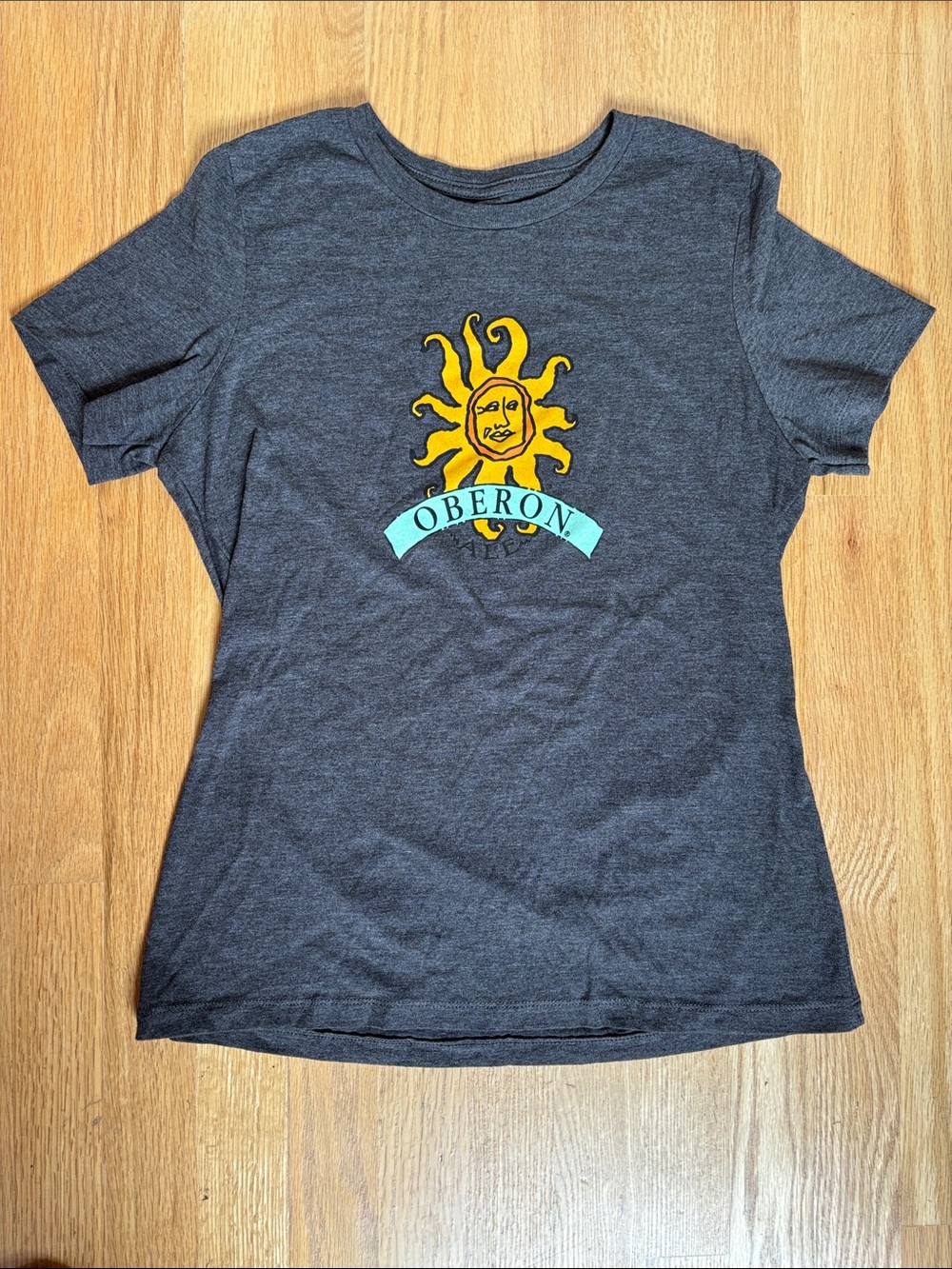 Bells Oberon Sun Graphic Tee — Charcoal with Yellow & Aqua Logo